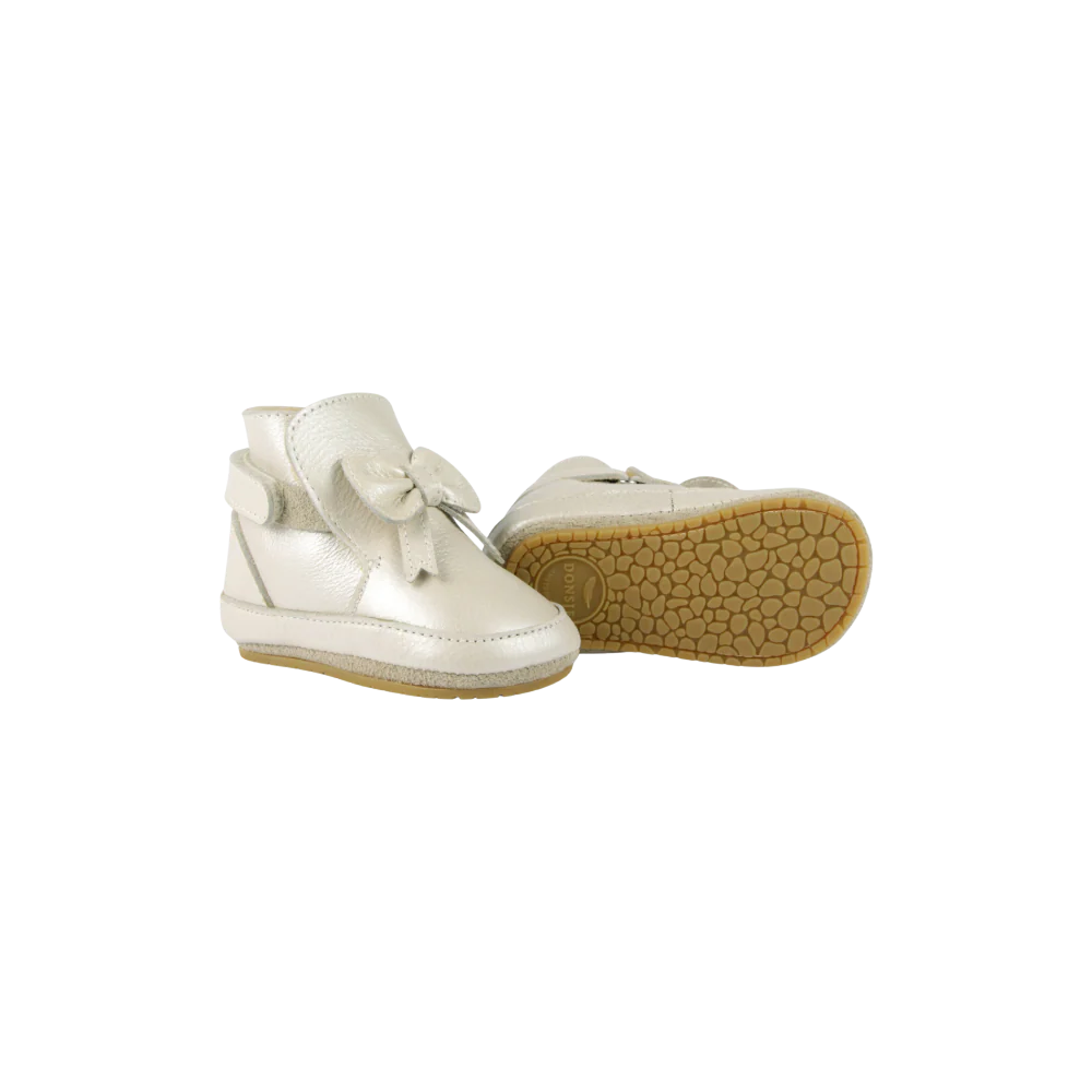 Cubow Booties | Off White Metallic Leather