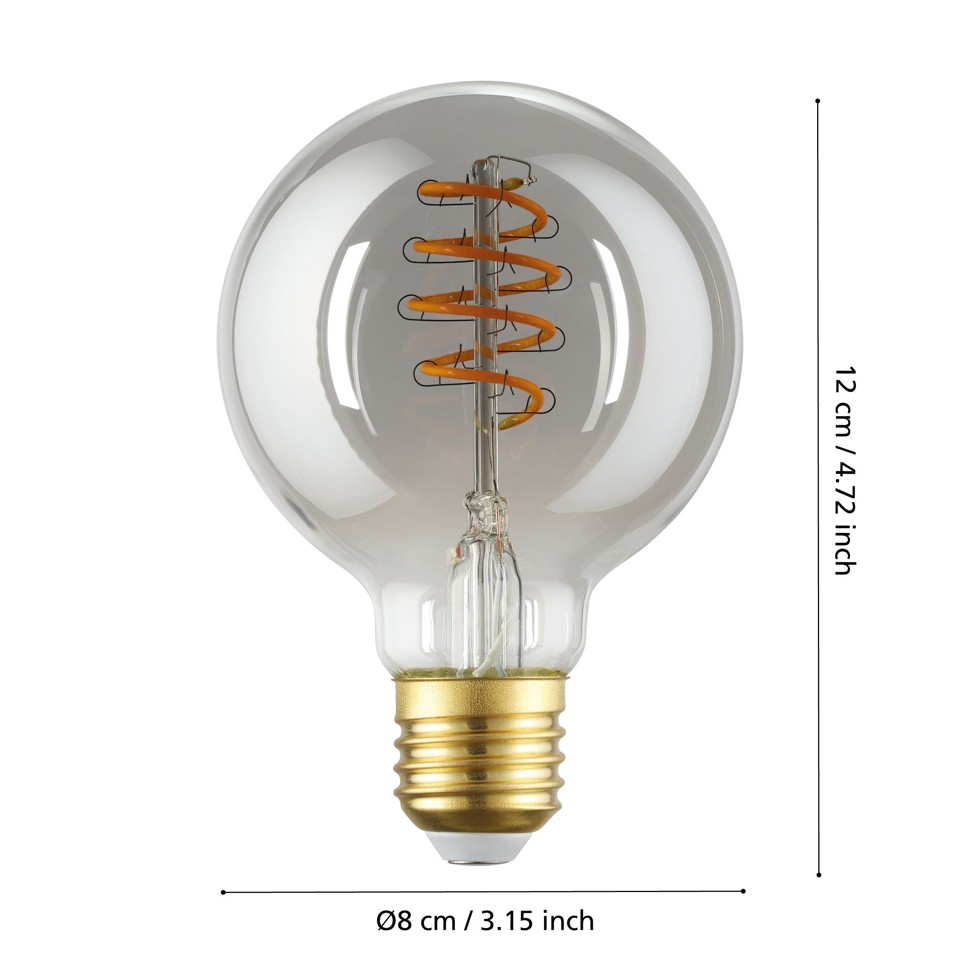 EGLO - E27 G80 spiral, røg - Varm hvid - Zigbee, Bluetooth