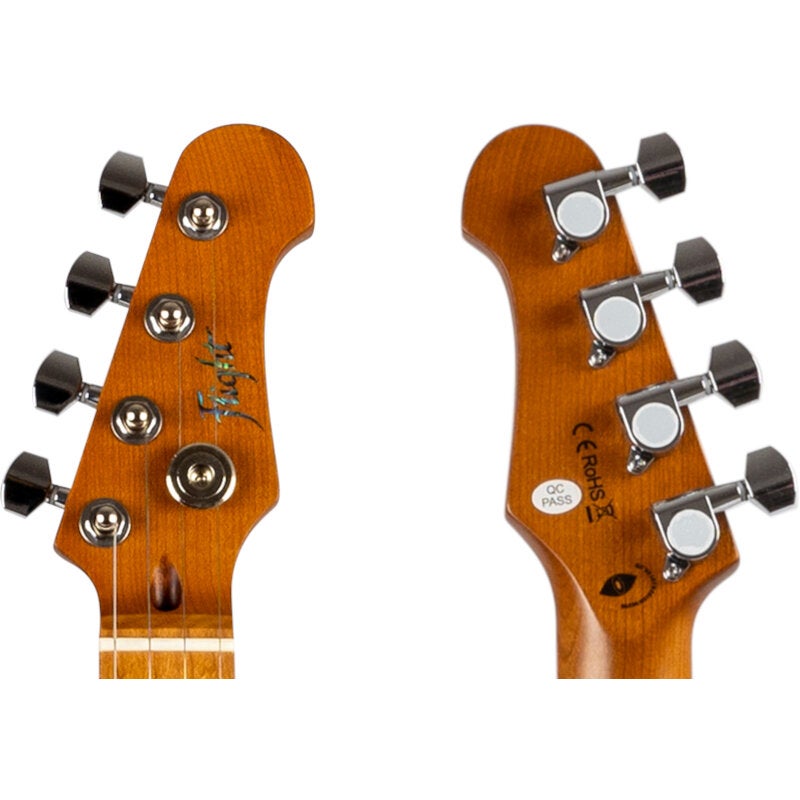 Flight Rock Series Pathfinder Baritone Ocean Blue elektrische solid body ukelele met gigbag