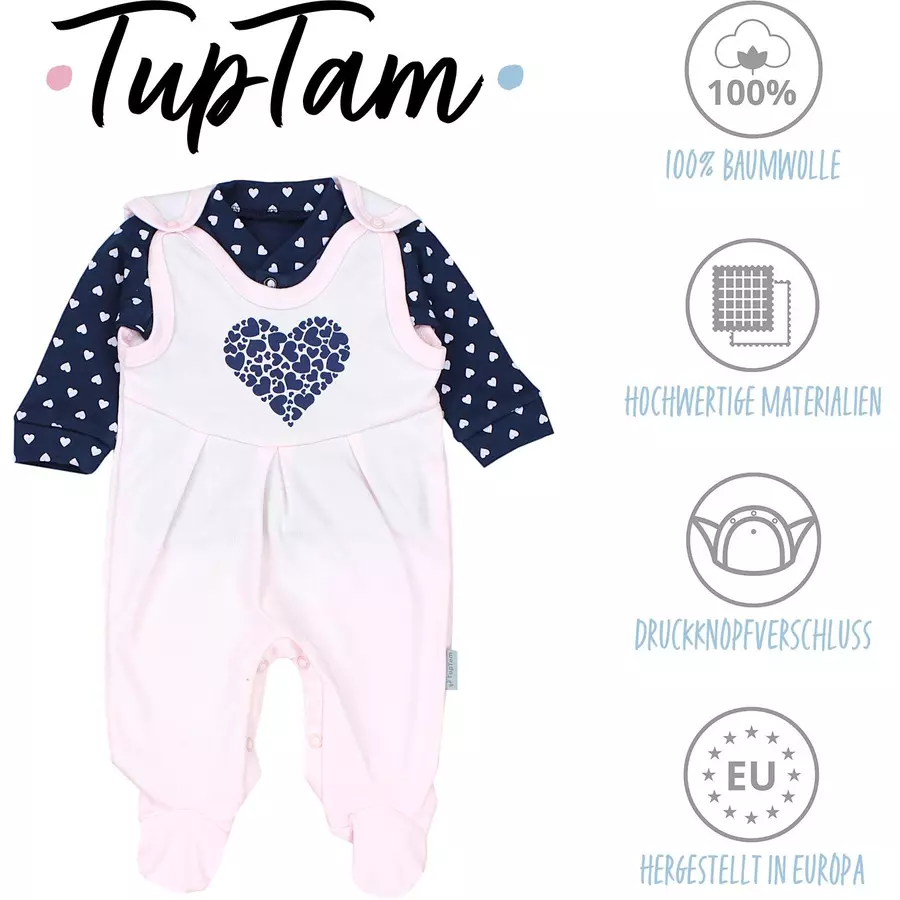 TupTam Baby Unisex Strampler-Set mit Aufdruck Spruch 2-tlg rosablau