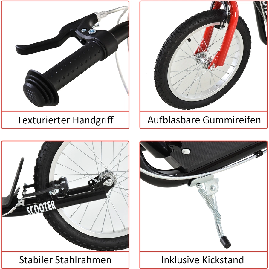 HOMCOM Kinderscooter mit Handbremse schwarz