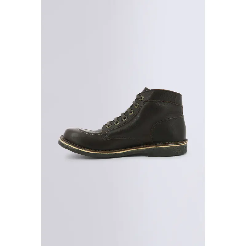 KICKSTONER MARRON FONCE SEMELLE MARRON BOTTINES Cuir Homme