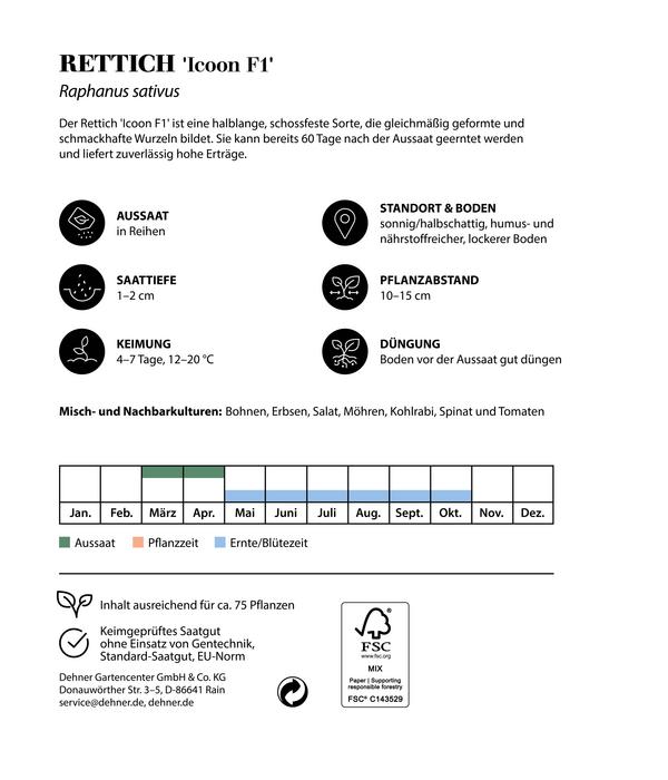 Dehner Premium Samen Rettich 'Icoon F1'