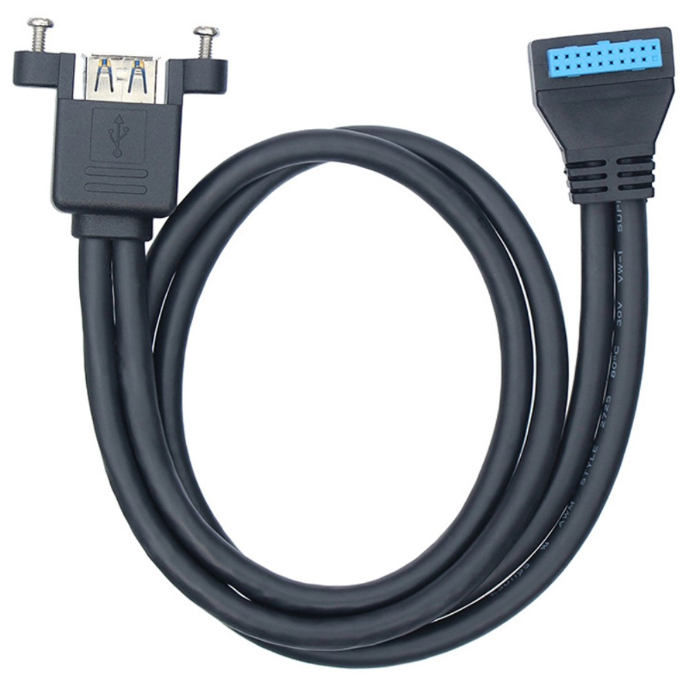 (50cm) 20-pol. Header auf Doppel USB A Adapterkabel mit Schraubhalterung für Motherboard (Winkeladapter)