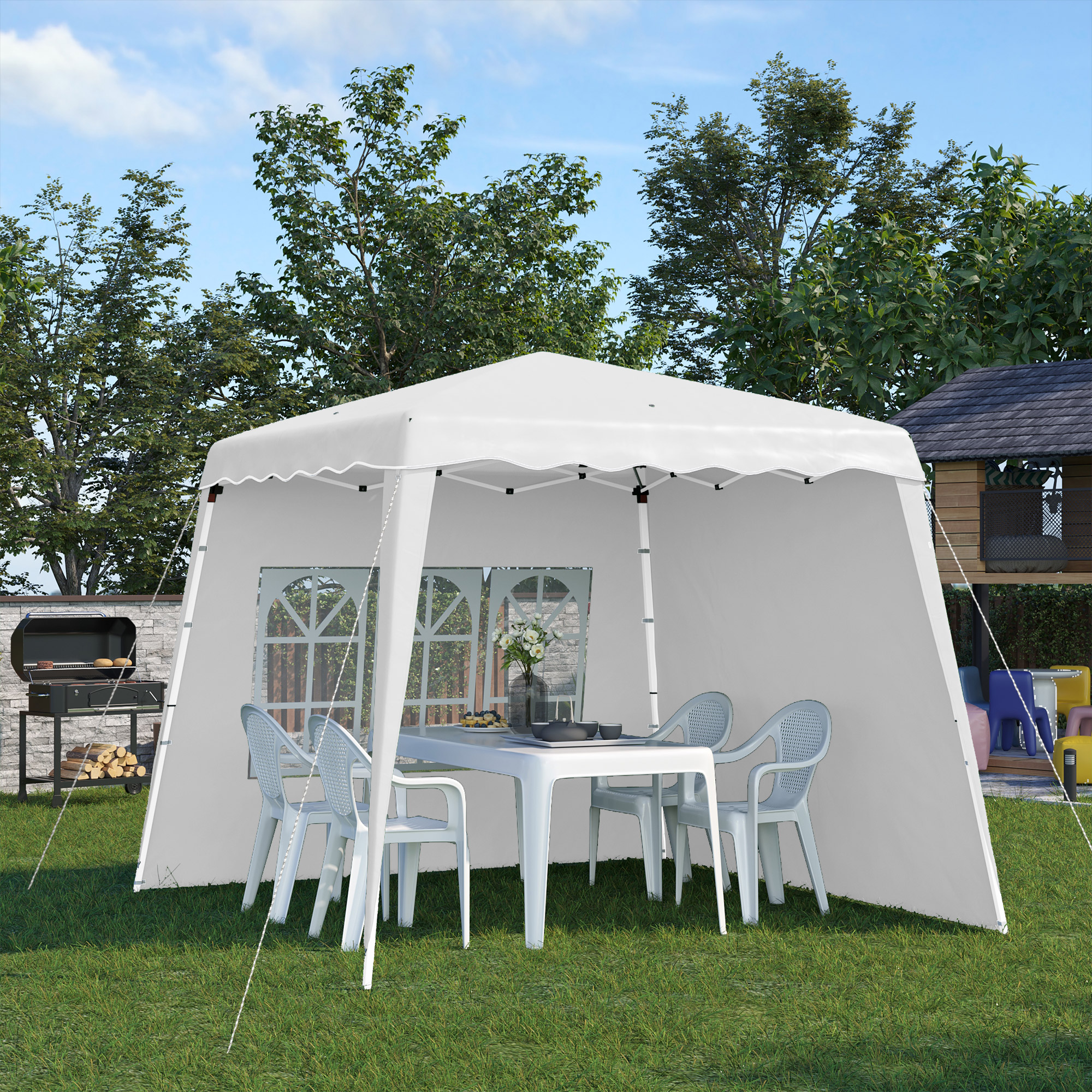 Tenda dobrável Outsunny com 2 paredes laterais
