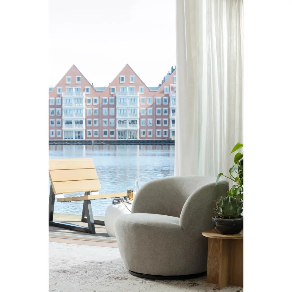 WOOOD Serra Draaifauteuil - Geweven Stof - Zand - 68x70x77