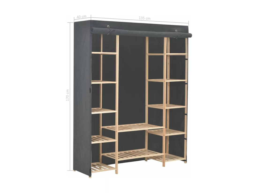 Garde-robe Gris 135 x 40 x 170 cm Tissu