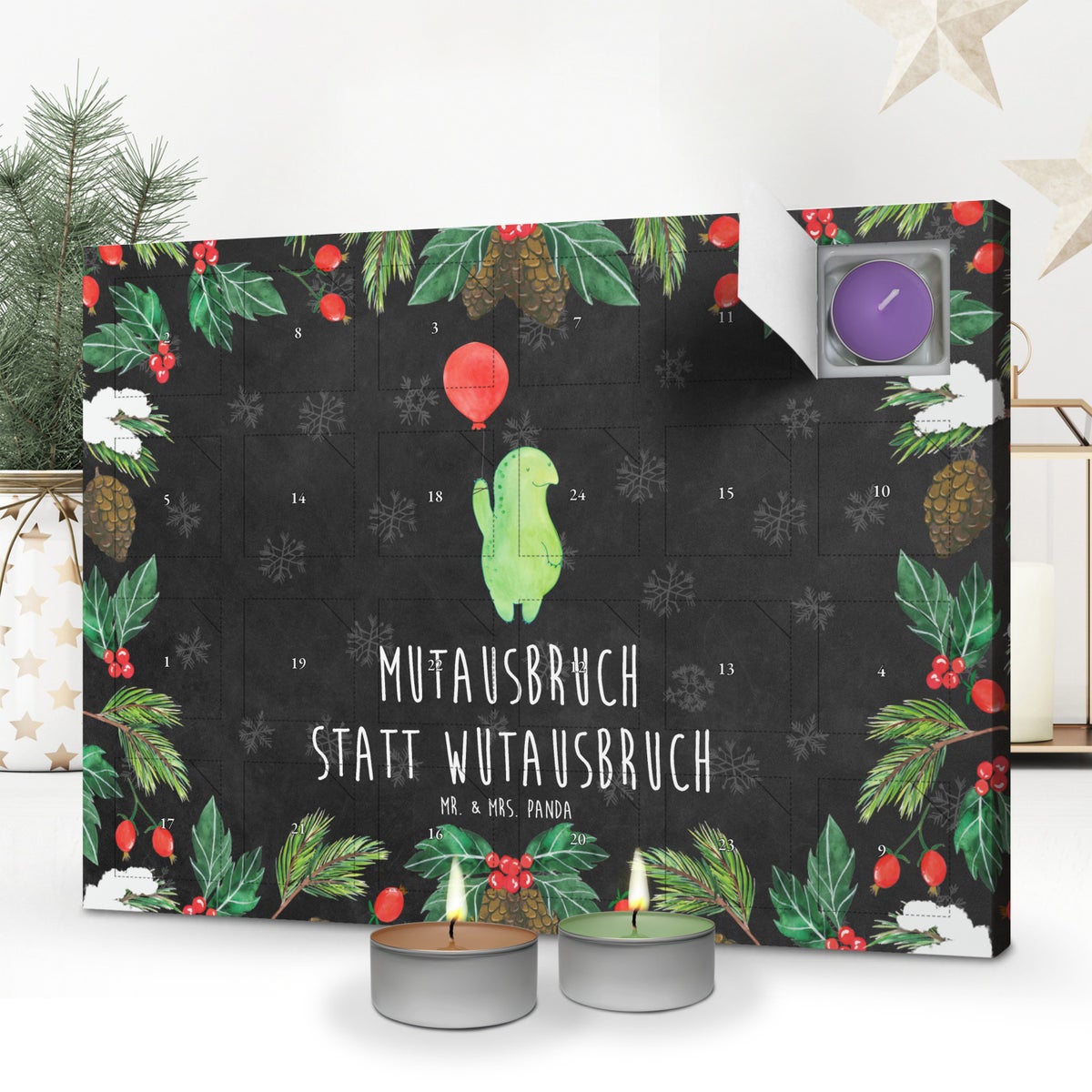 Mr. & Mrs. Panda Geurkaars Adventskalender Schildpadballon - Zwart