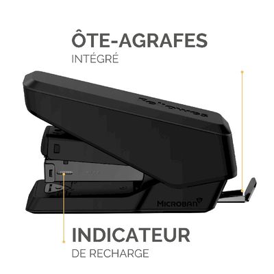 Fellowes - Agrafeuse LX840 EasyPress noire avec Microban® - capacité de 25 feuilles - demi bande