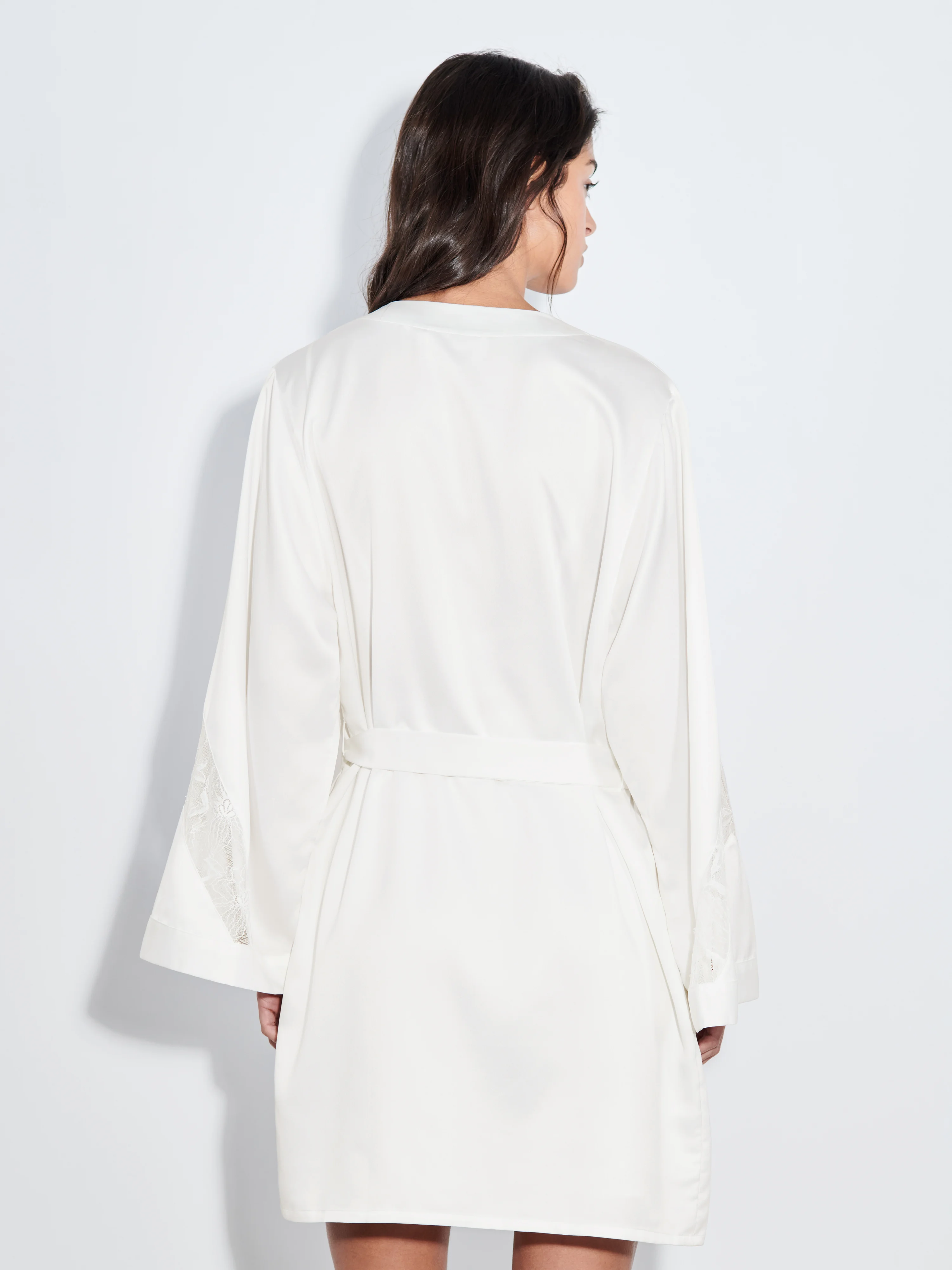 ORCHIDS - Kimono avec dentelle de leavers | Beige