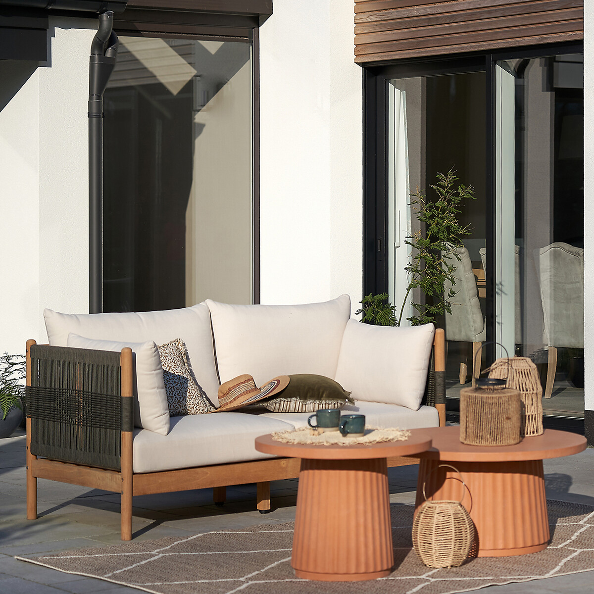 LA REDOUTE INTERIEURS<br>Banco de jardim em teca e corda, Odette