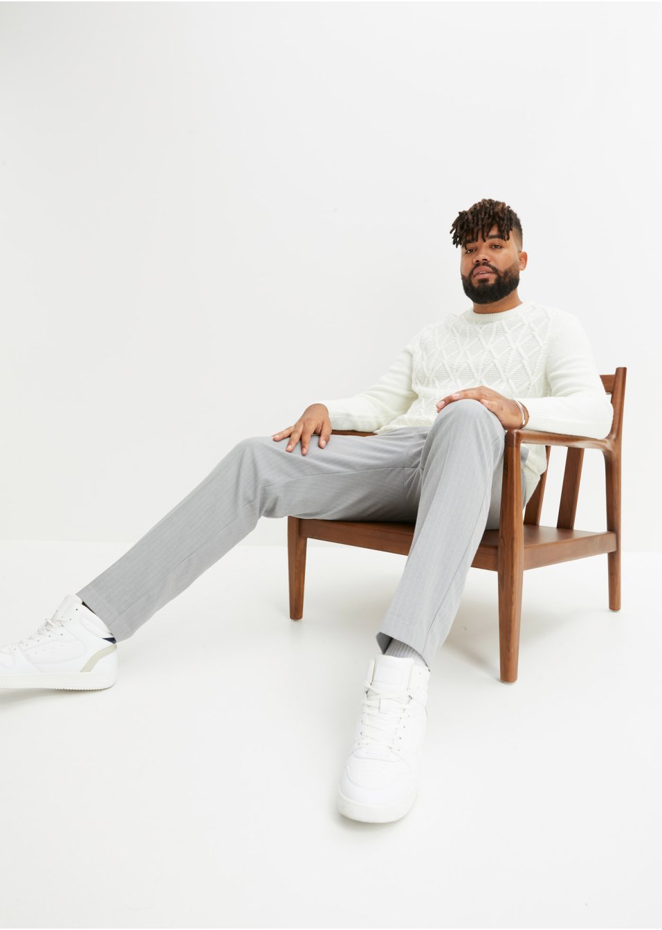Pantalon chino à fines rayures, Regular Fit