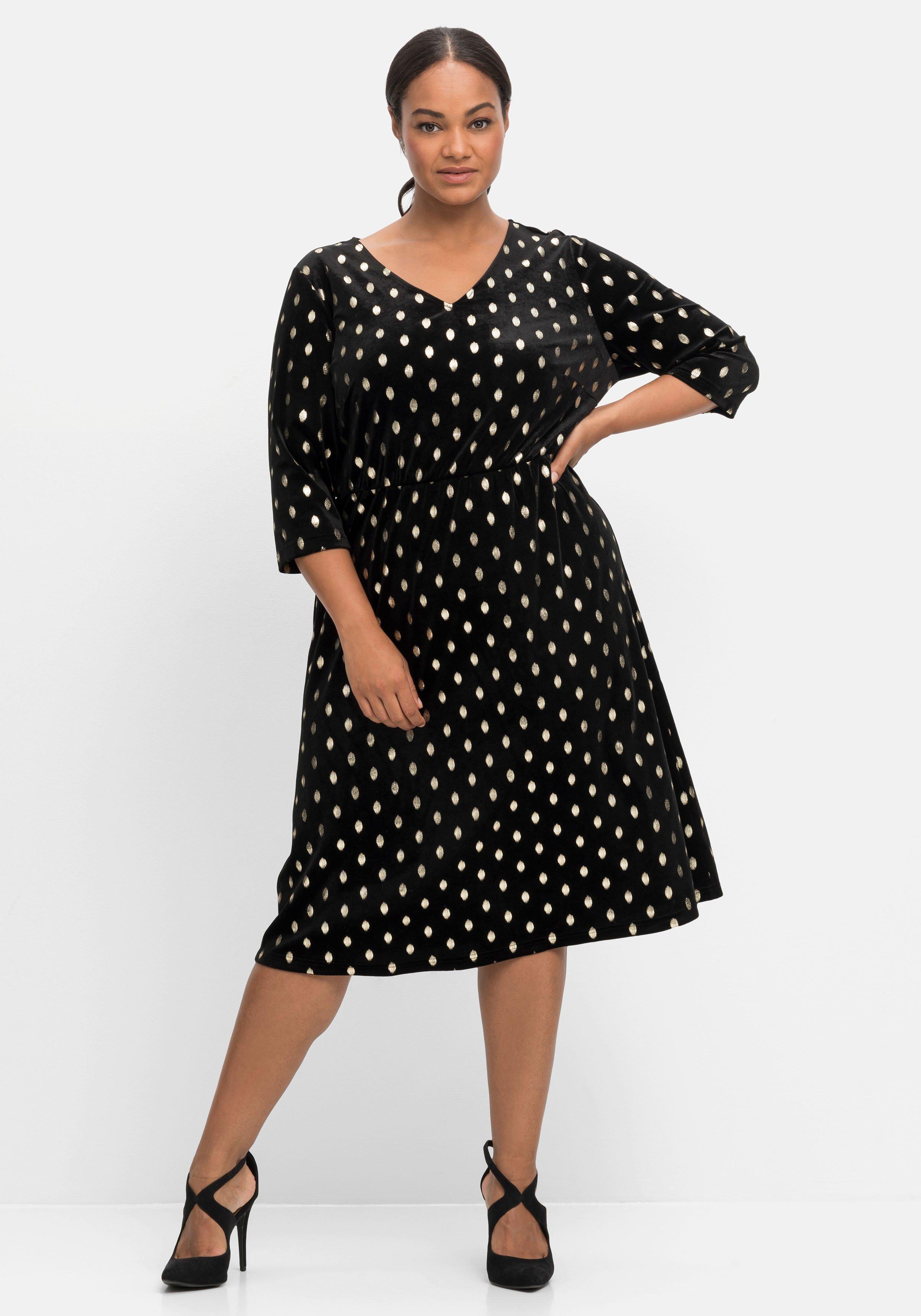 Jerseykleid in Samtoptik, mit Glitzerdruck