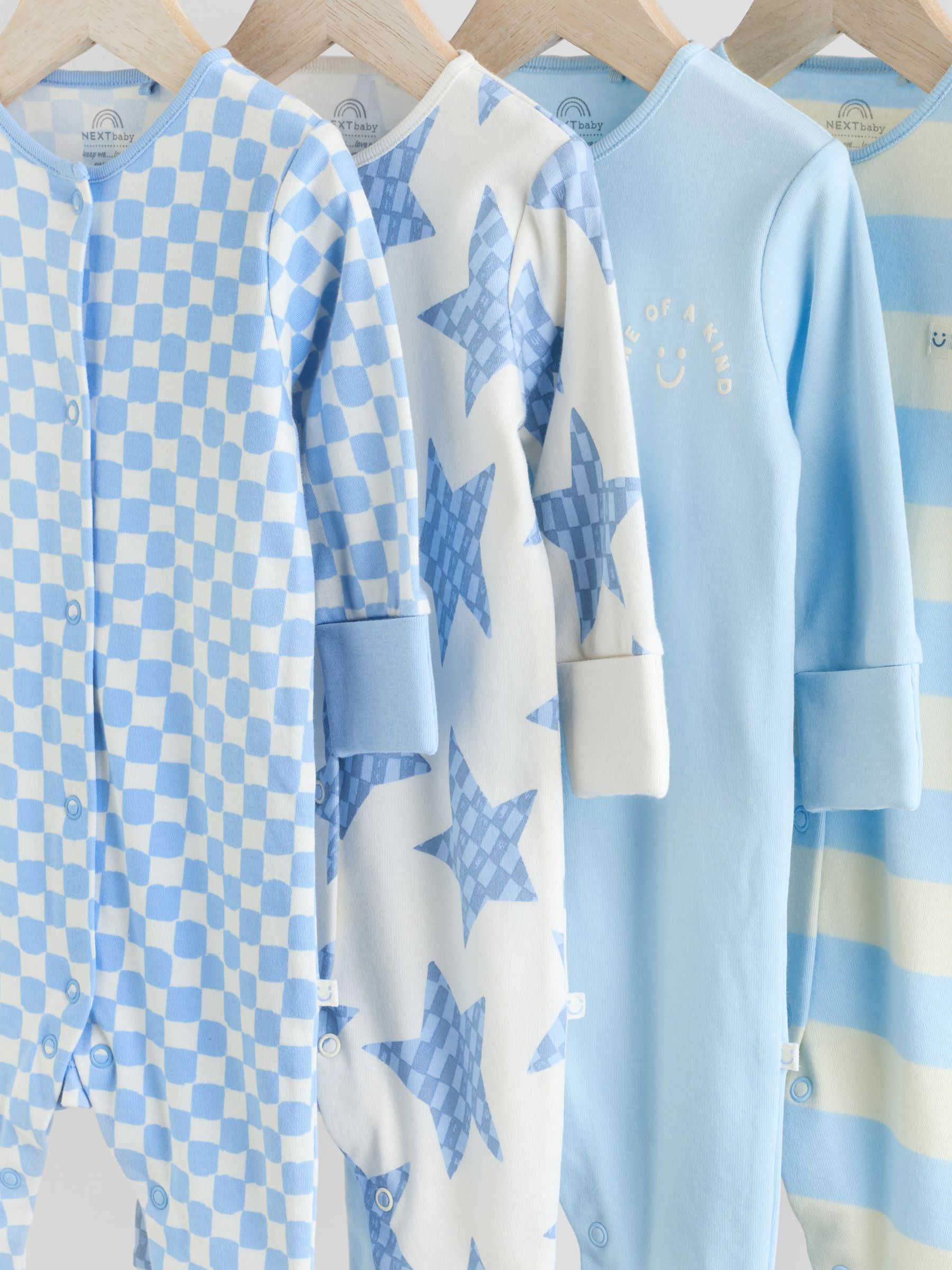 Blauw - Set van 4 voetloze Baby-pyjama's met ster (0mnd -3jr)