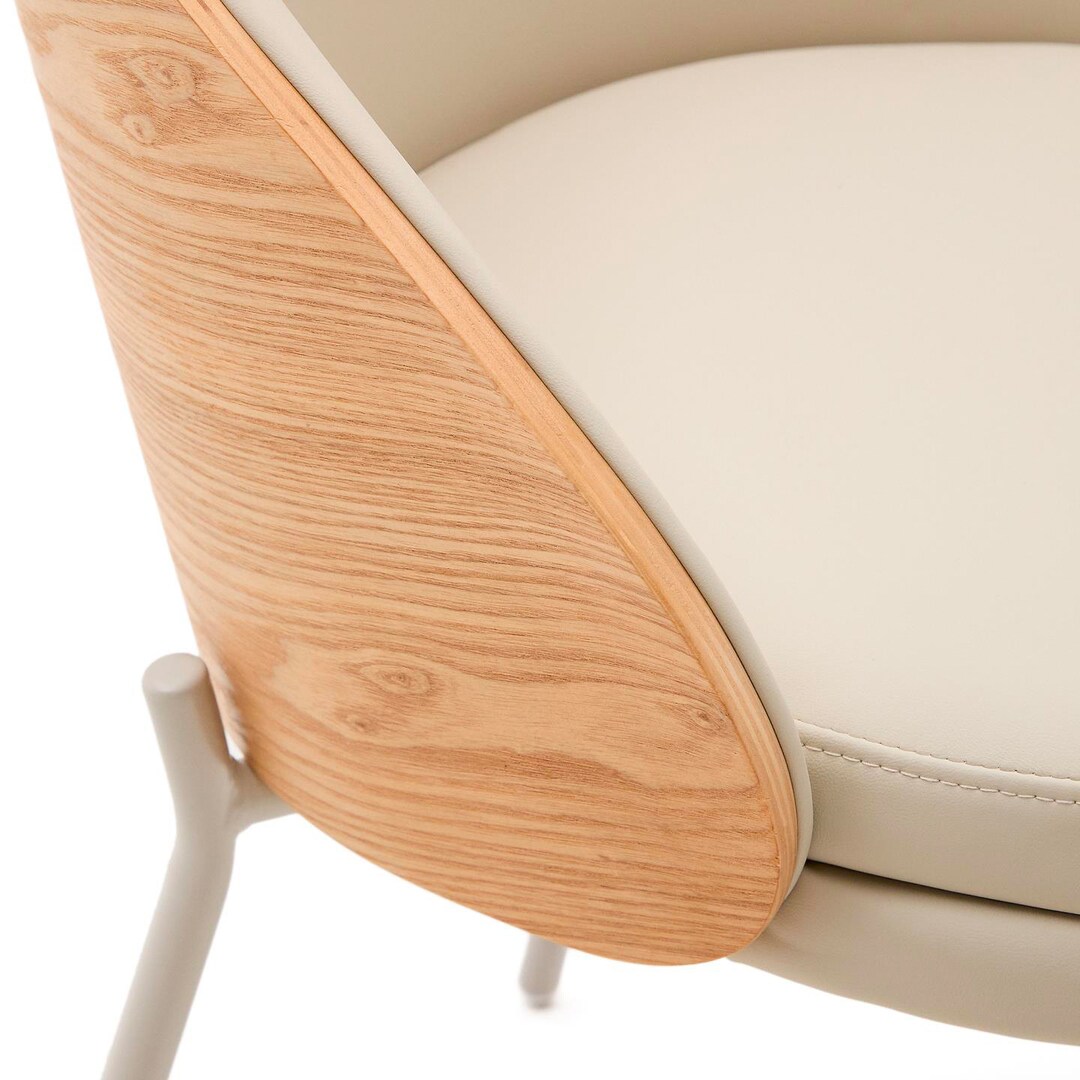 Kave Home Stuhl EAMY Lederlook beige/braun/beige
