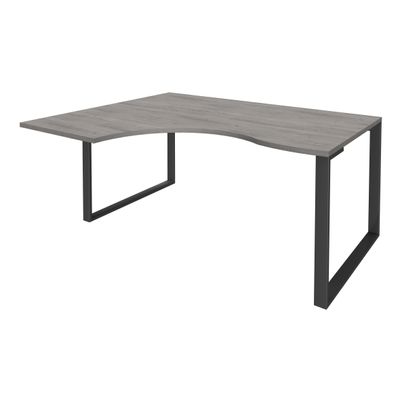 Bureau compact LOFTER - L180 cm - Retour à gauche - Plateau imitation chêne gris - pied Carbone - (pied de renfort obligatoire à rajouter - non inclus)