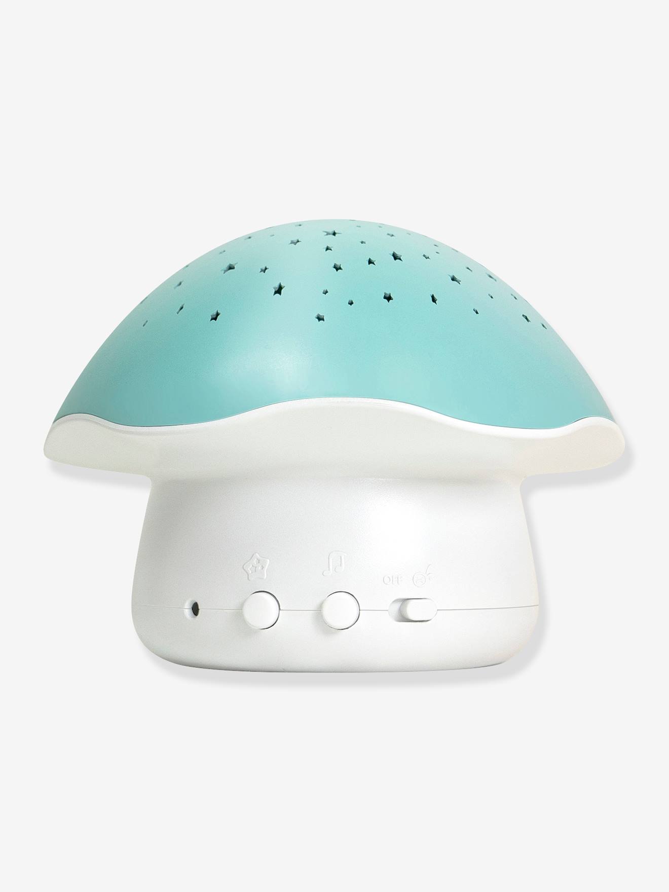 Luminária Noturna Musical e Projetor de Estrelas Pabobo, Cogumelo Liso Azul Médio com Motivos