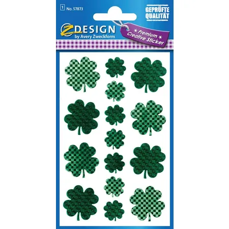 Avery Zweckform Z-Design 57873 Deko Sticker, Kleeblätter, 1 Bogen/15 Sticker