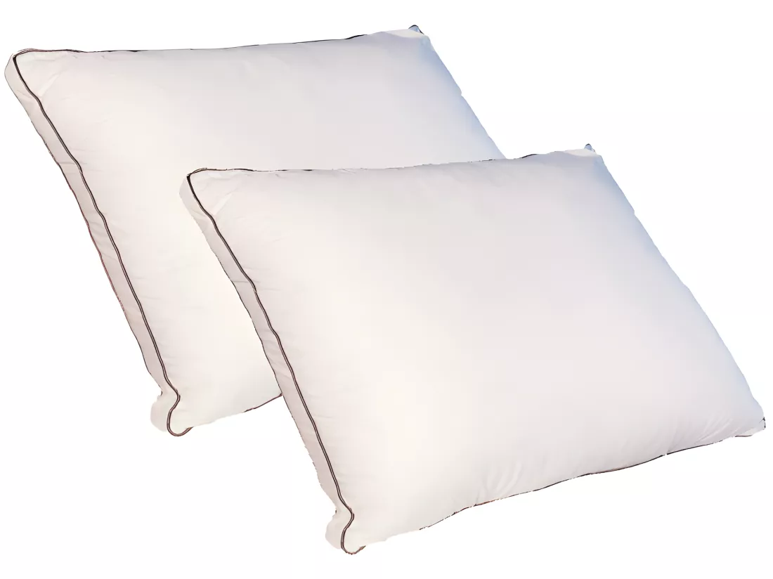 Lot de 2 oreillers sensation duvet en percale de coton 91 fils/cm² 50 x 70 cm - 700 gr - Blanc - AUXENCE