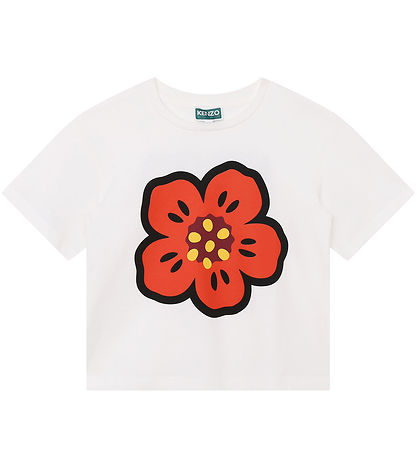 Kenzo T-Shirt - Ivory/Rot m. Blume