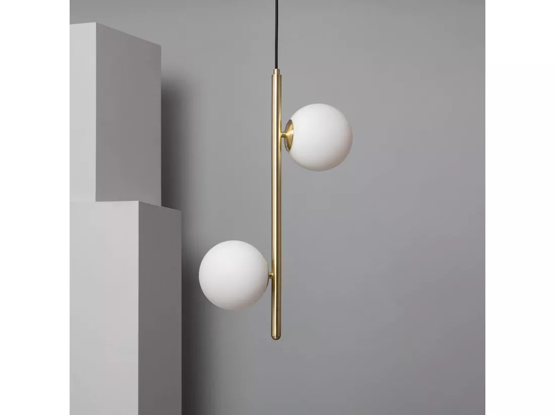 Suspension Métal et Verre Moonlight Double Doré