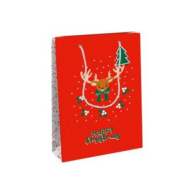 Clairefontaine - Sac cadeau - 26,5 cm x 14 cm x 33 cm - flocons rouge