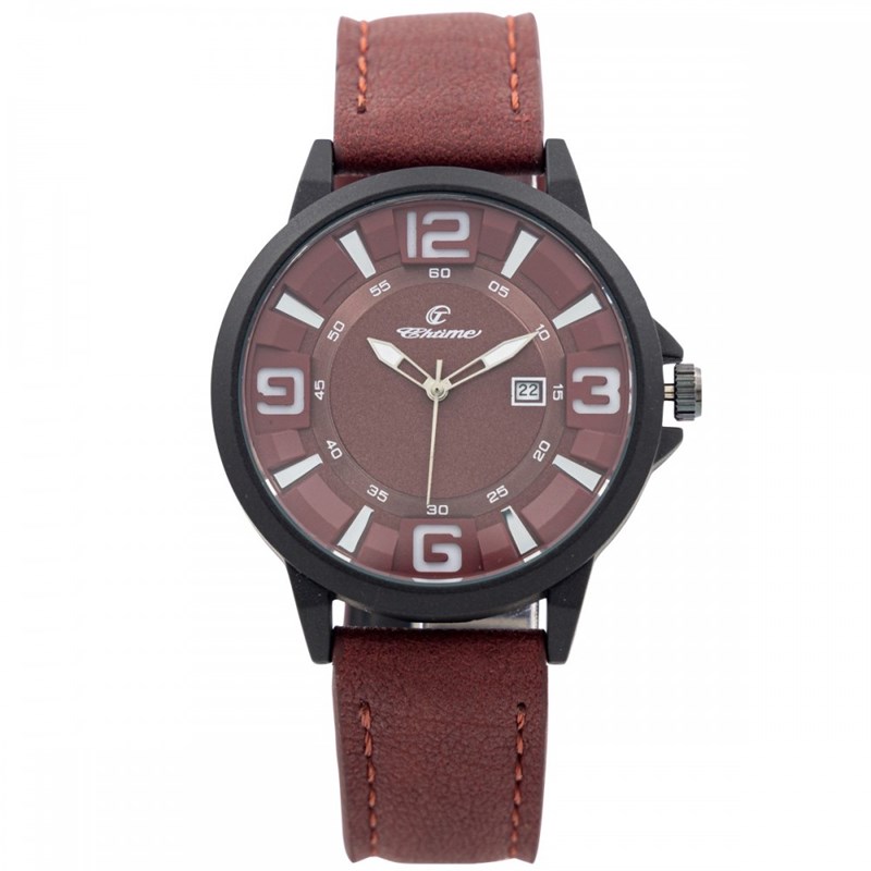 Montre Homme CHTIME bracelet Cuir Rouge