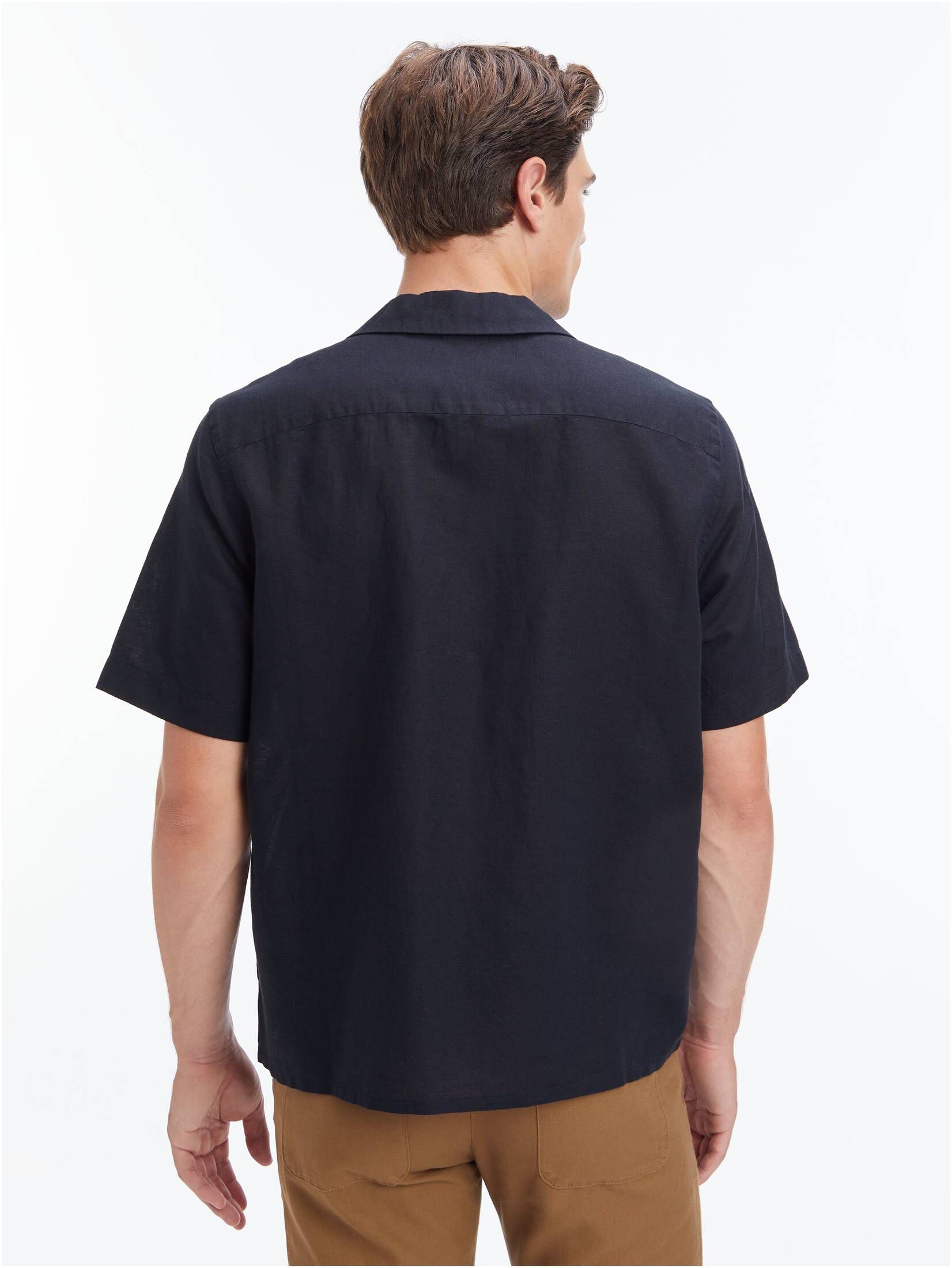 CALVIN KLEIN| Herren Hemd mit Leinen Kurzarm
