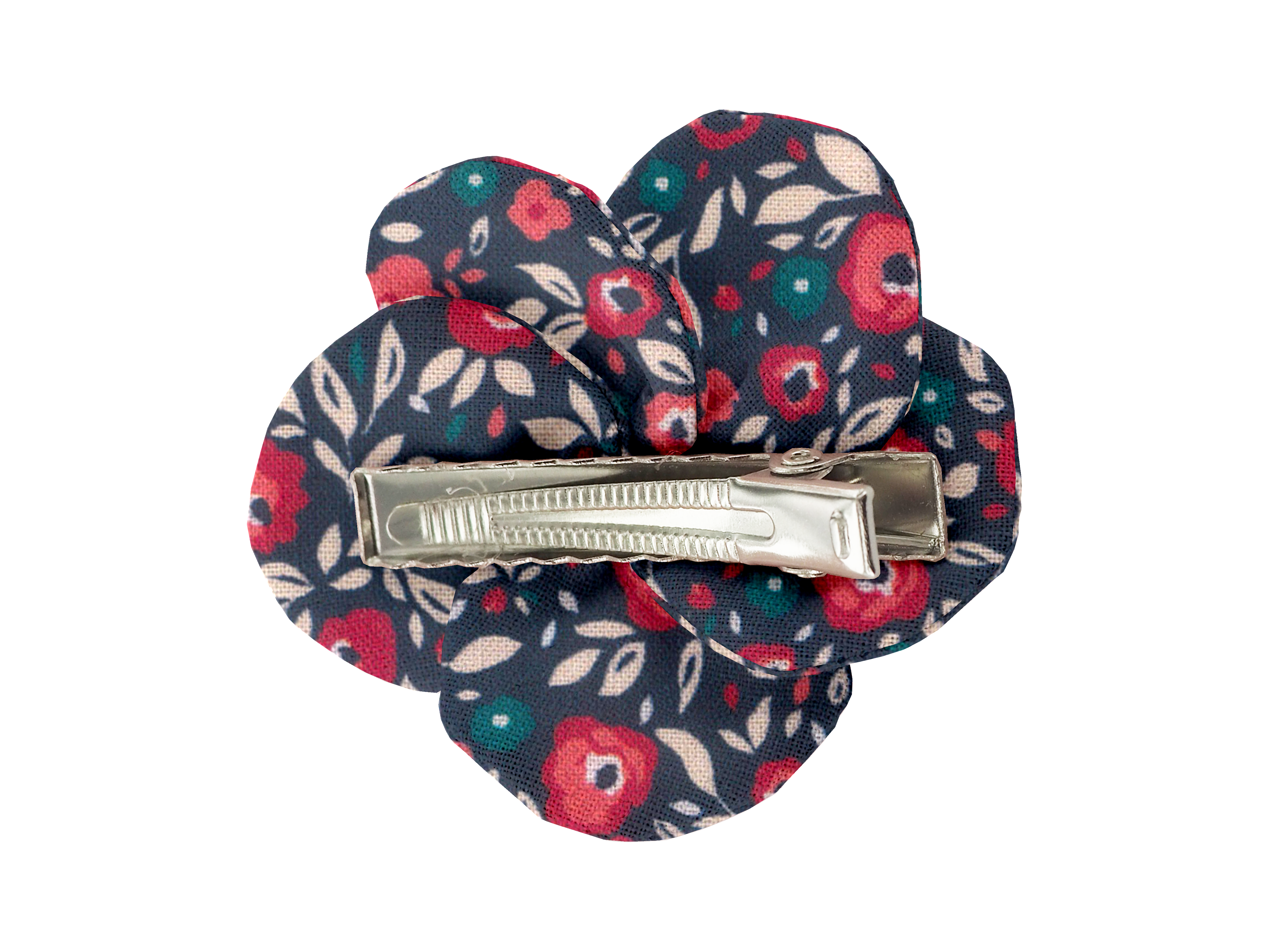 Petite Barrette Pétales De Fleur Camelias Rubis
