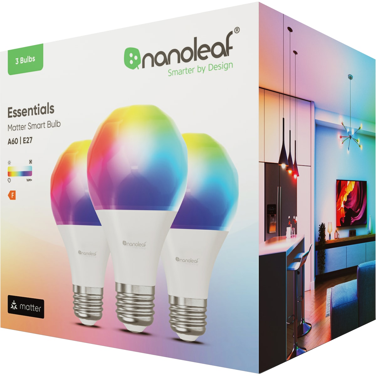 Nanoleaf Essentials Matter smart LED-pære 9W E27 (3-pk)