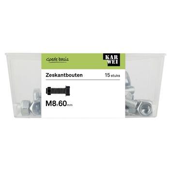 KARWEI zeskantbout voldraad M8x60 mm 15 stuks