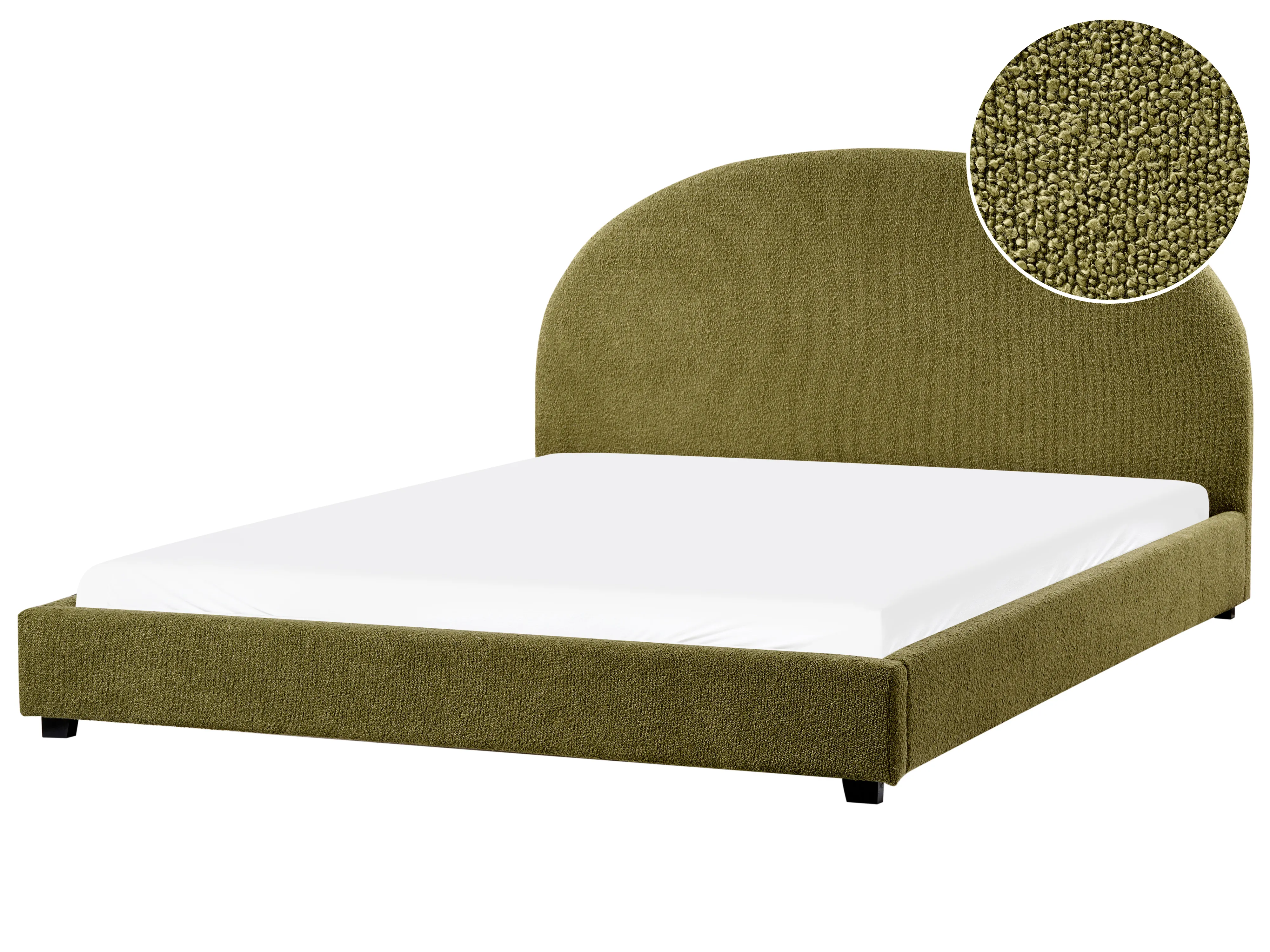 Bed Bouclé VAUCLUSE 180 x 200 cm Olijfgroen