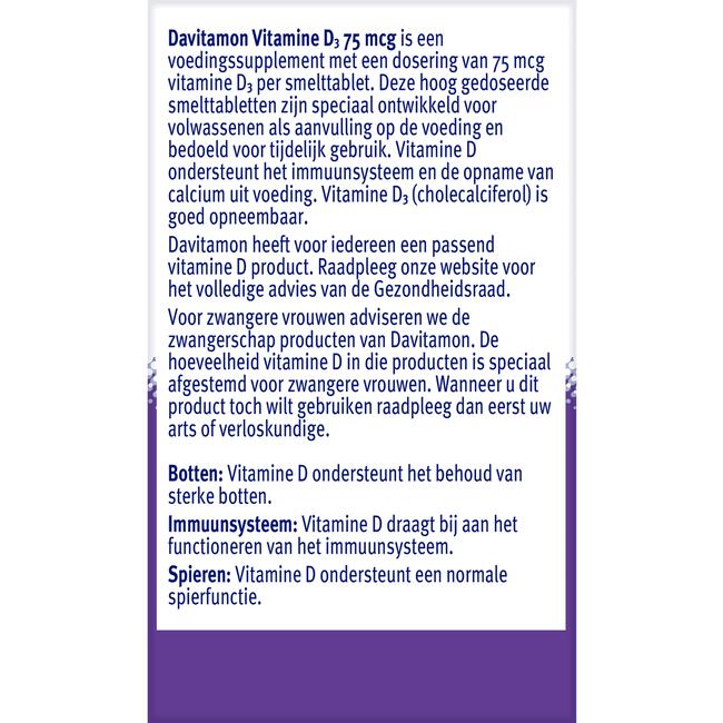 Davitamon Vitamine D 75 MCG 75 smelttabletten