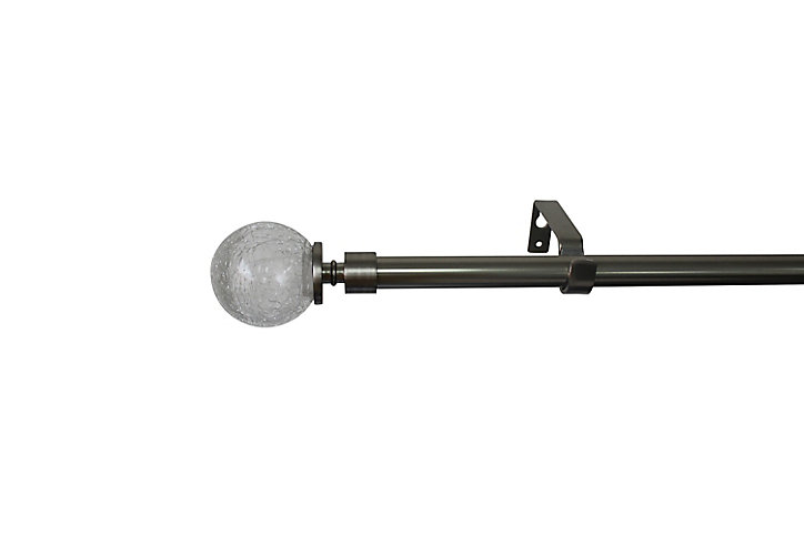 Kit de tringle à rideau extensible embout boule Athens GoodHome 200/330 cm, Ø16/19 mm gris