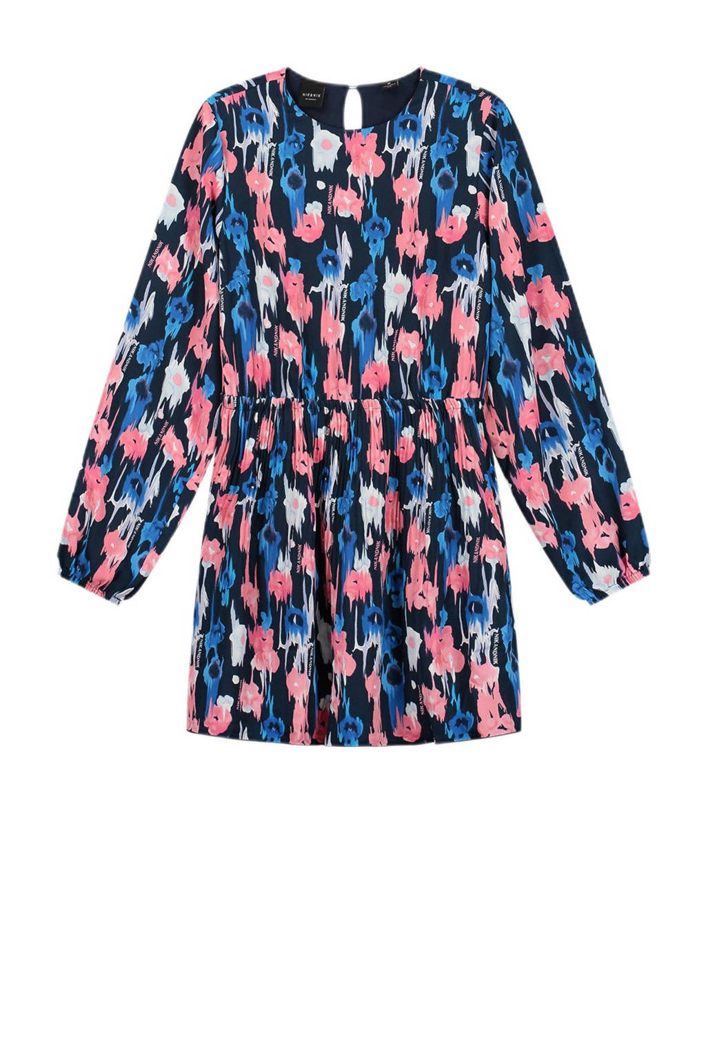 NIK&NIK gebloemde jurk Kenley blauw/roze/wit