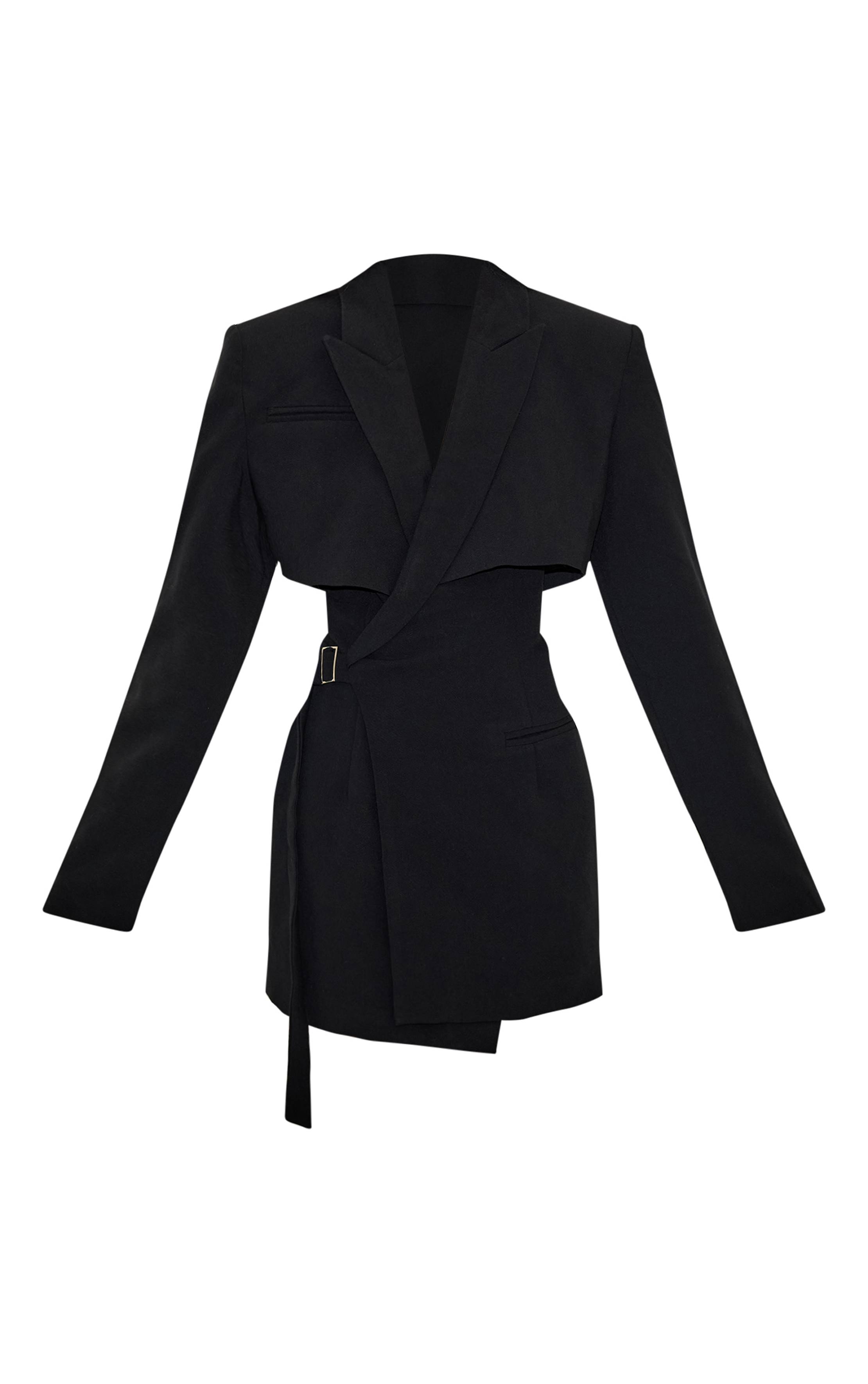 Noir Robe Blazer Noire À Liens Latéraux PLT Label