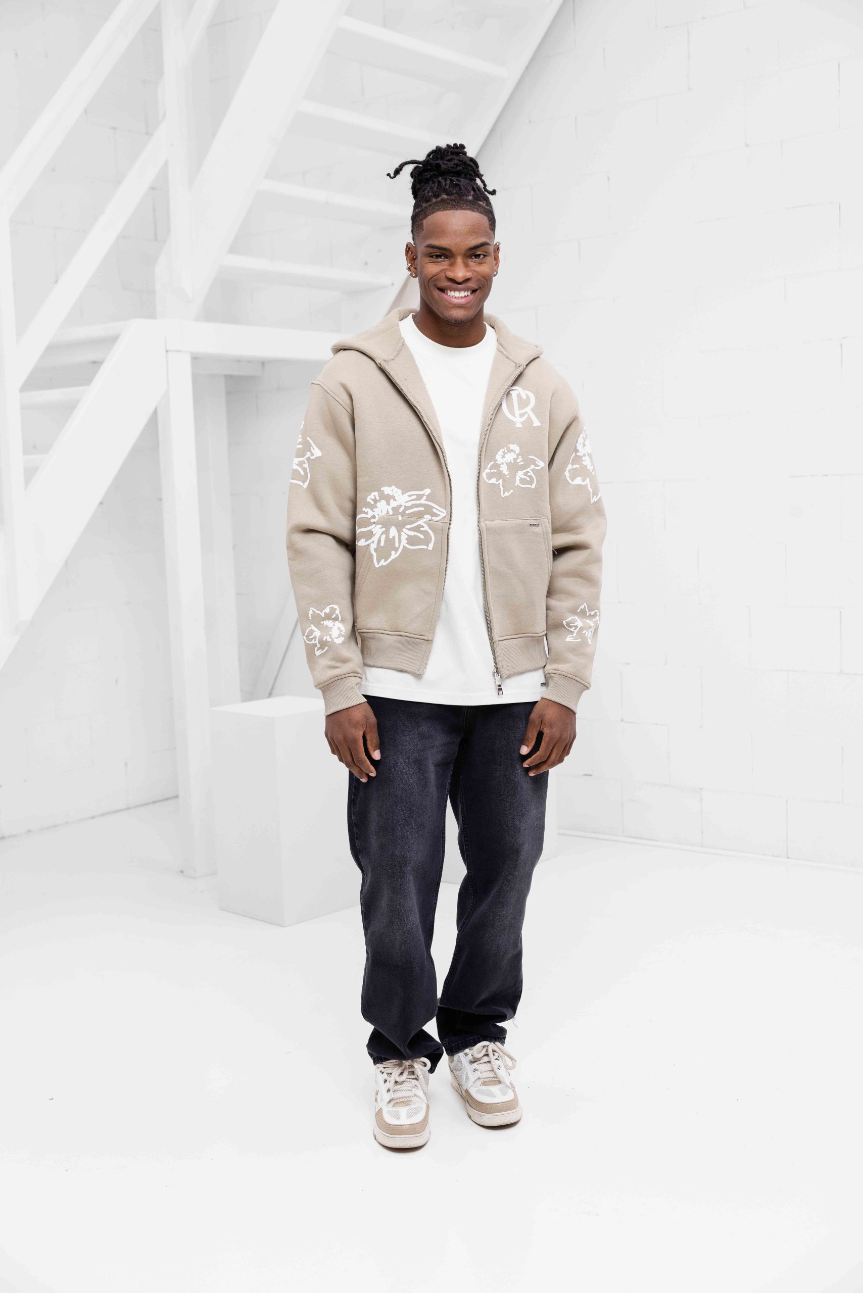 Croyez Flower Zip-Hoodie Heren Beige