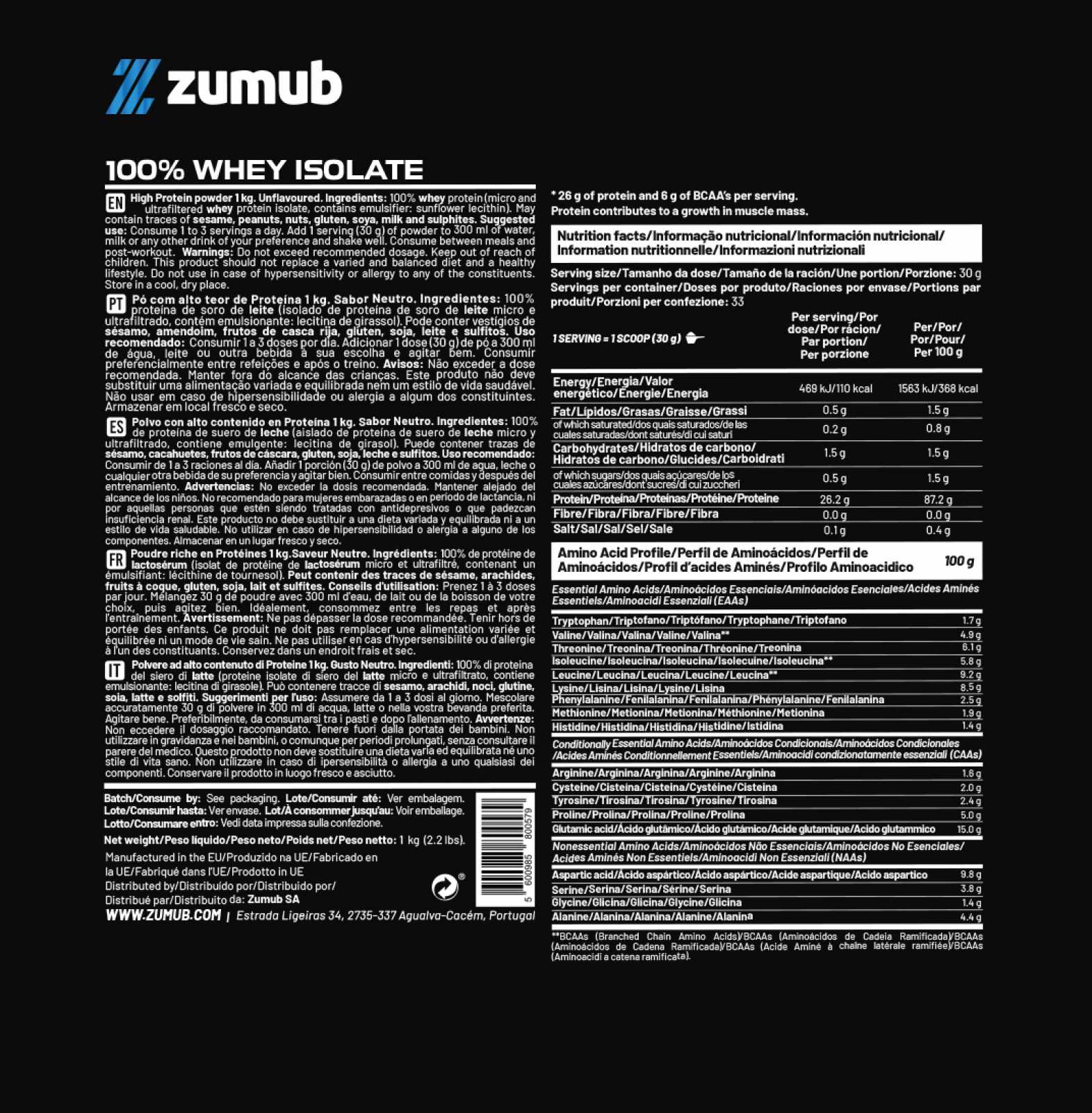 Zumub 100% Whey Isolate 30g