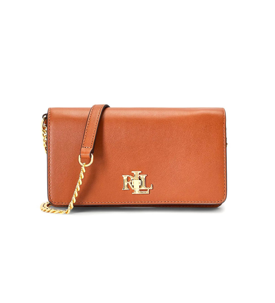 Bolsa Ralph Lauren em couro marrom com fecho giratório