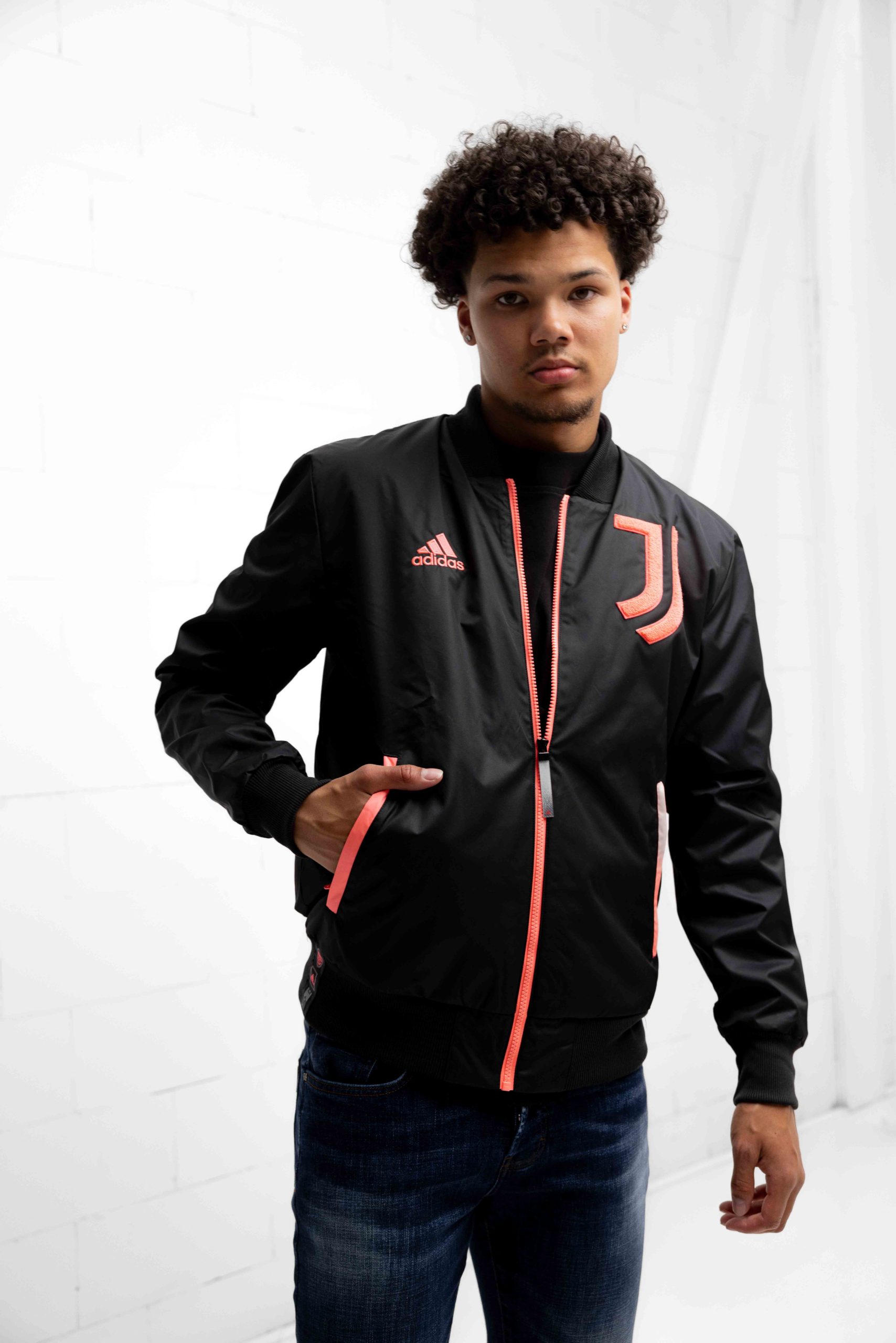 Juventus Bomber Jas Heren Zwart/Roze