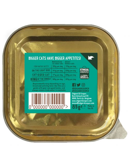 Edgard&Cooper Kuipje Adult Biologisch 85 g - Kattenvoer