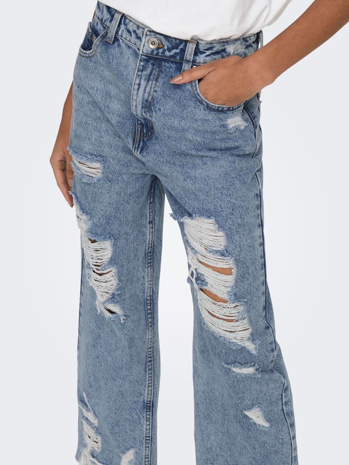 ONLDAD Hohe Taille Gerade geschnitten Jeans Medium Blue Denim
