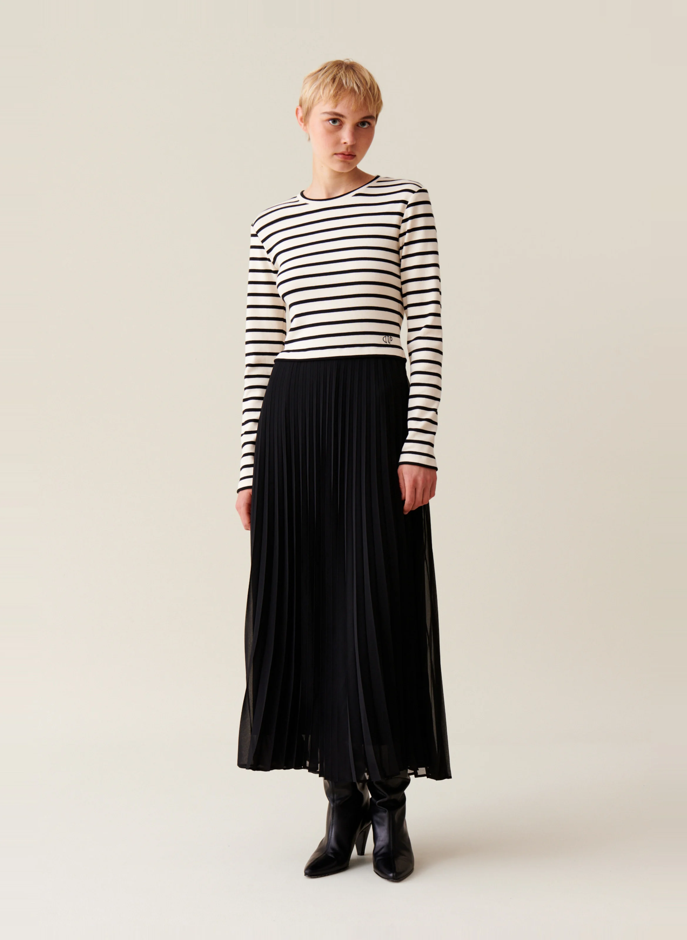 Robe trompe l'œil marinière en coton | Multicolore