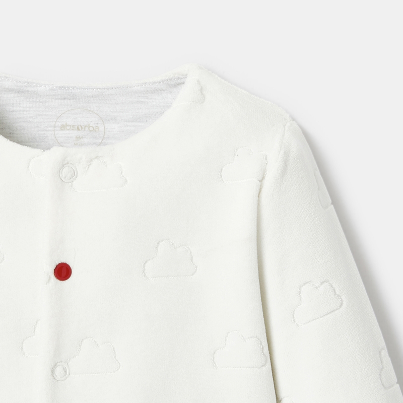 Gilet réversible en velours et jersey de coton blanc naissance Absorba