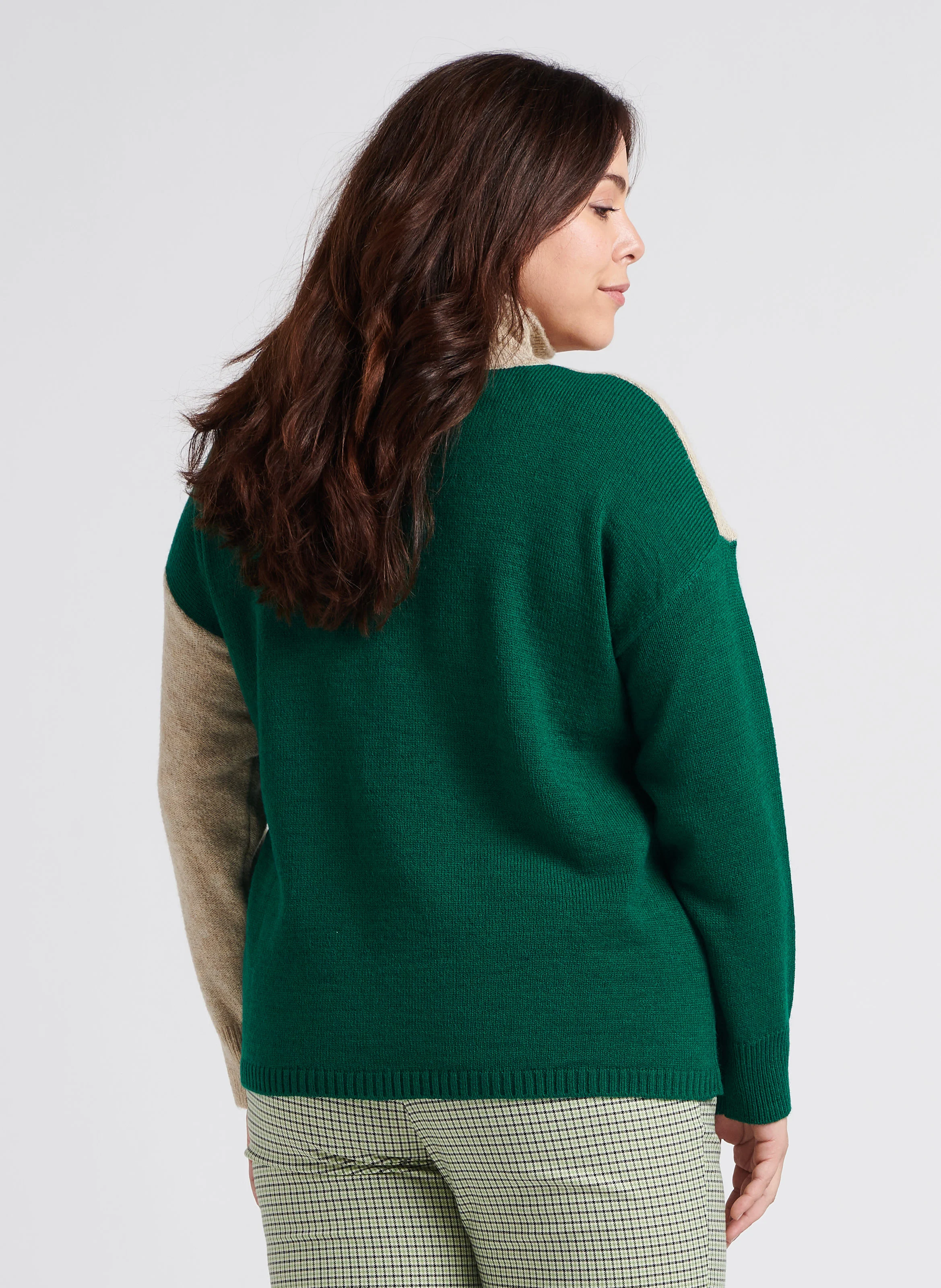 ANGELA - Pull col montant en maille mélangée | Vert