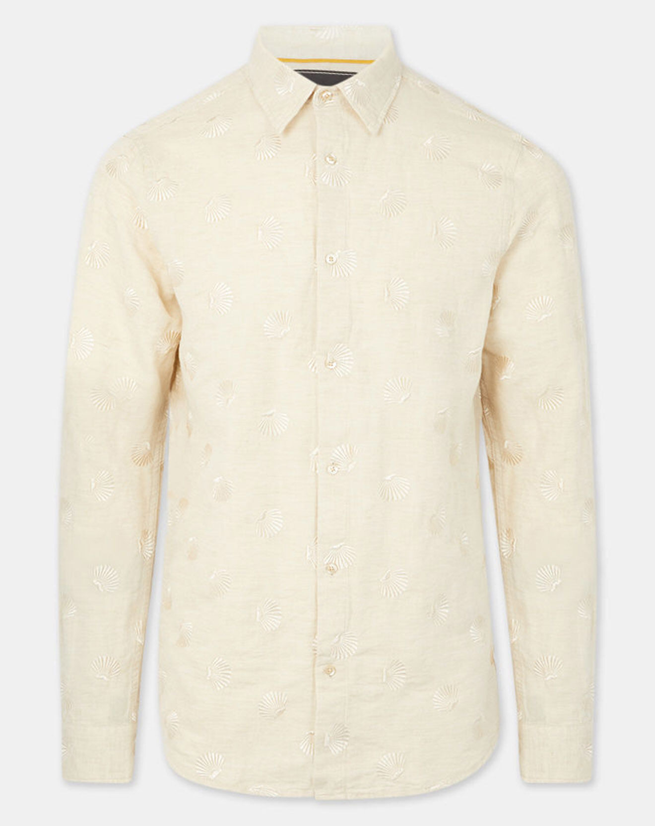 Scotch & Soda Chemise en Lin & Coton bio Regular Fit Relax brodée beige clair