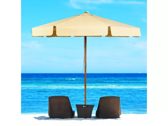 Parasol Inclinable Ø300CM avec Manivelle Anti-UV,Protection Solaire Toile Polyester Imperméable pour Jardin,Terrasse, Balcon
