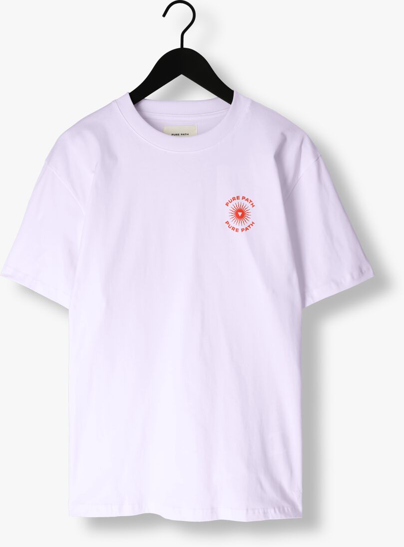 PURE PATH witte pure path t-shirt tshirt with chest and back print