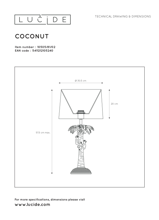 Lucide Coconut tafellamp goud groen