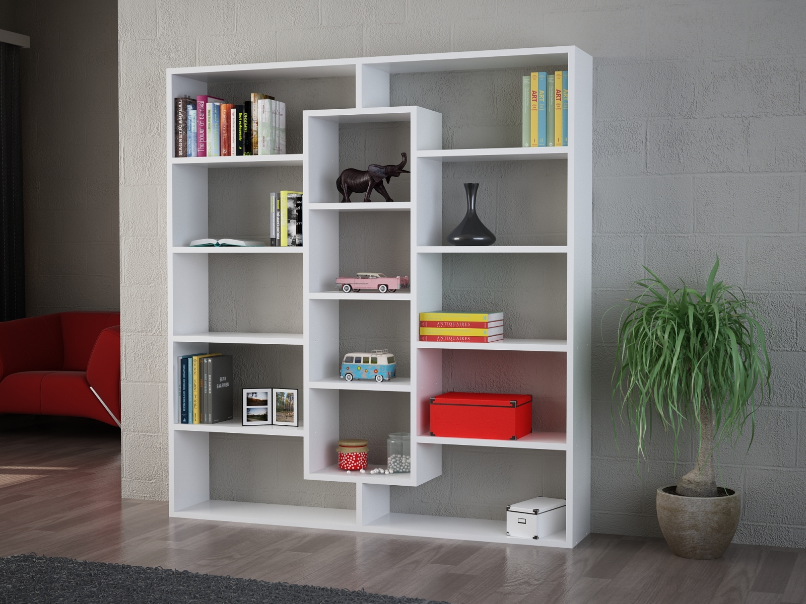 Bücherregal - weiß - 135,7 cm hoch
